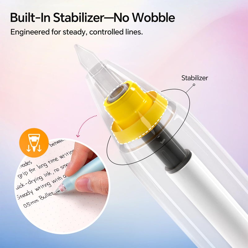 WRITECH Switch Gel Ink Pens: 0.5mm Black Ink Pen Retractable Silent and Clicky Soft Grip Fine Point Pen for Journaling Smooth Writing Quick-dry No Bleed 5ct - Image 5