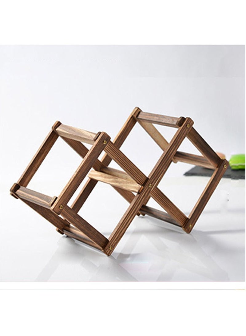 FFD Foldable Wooden Wine Rack – Stylish Free-Standing Countertop Holder for 3 Bottles – Versatile Folding Storage Rack for Home, Kitchen, Bar, or Pantry"  - Image 1