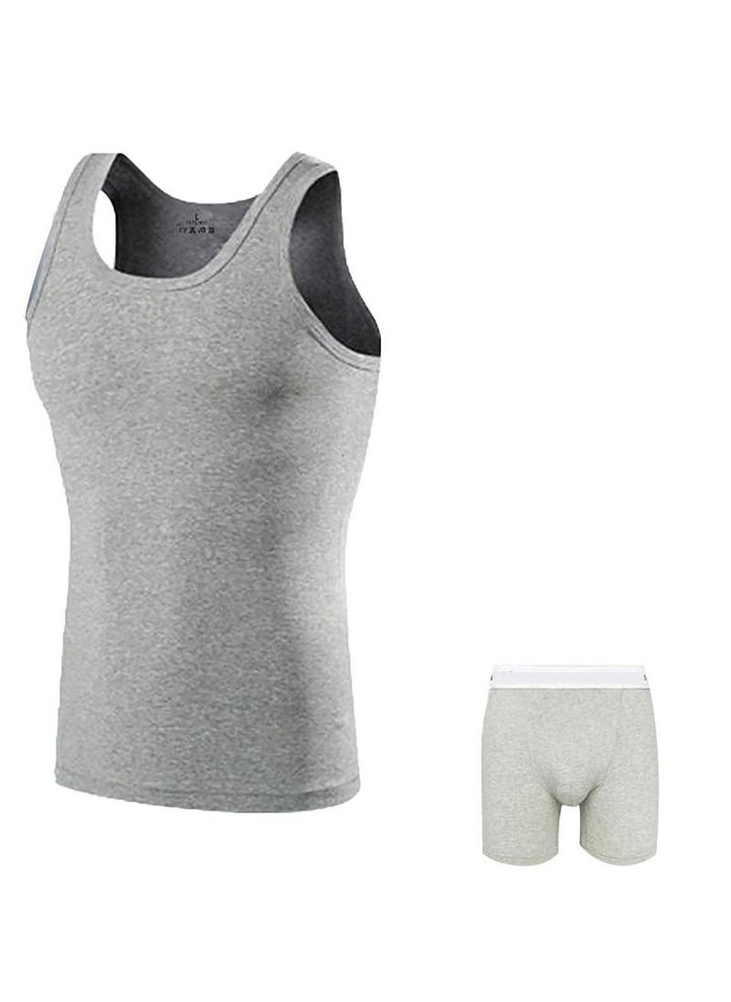 Generic Boxer Style Shirt And Underpants Set Size M Grey  - Image 2