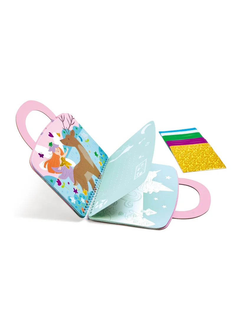هيب Travel Foil Art Kit for Kids - Enchanted Theme | Mess-Free Peel & Stick Arts & Crafts Activity | DIY Creative Set for Girls Ages 3+ | Portable On-the-Go Foil Art for Toddlers & Children