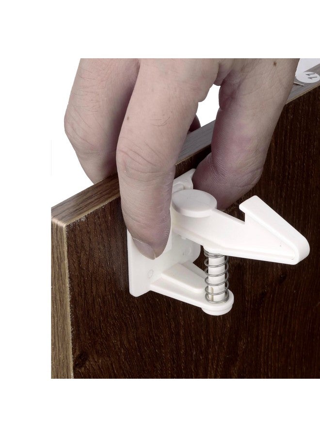 في ماسي أقفال خزانة K - مزاليج أمان للأطفال - قفل أدراج خزائن حماية الأطفال من Vmaisi مع لاصق سهل التركيب - بدون حفر أو براغي إضافية (أبيض) - Image 3