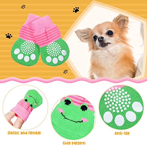 Saintrygo 24 Pieces Anti Slip Dog Socks Small Cat Paw Protector Pet Doggie Grip Knit Socks, Pet Paw Protector Traction for Small Medium Dog Indoor on Hardwood Floor Wear - Image 3