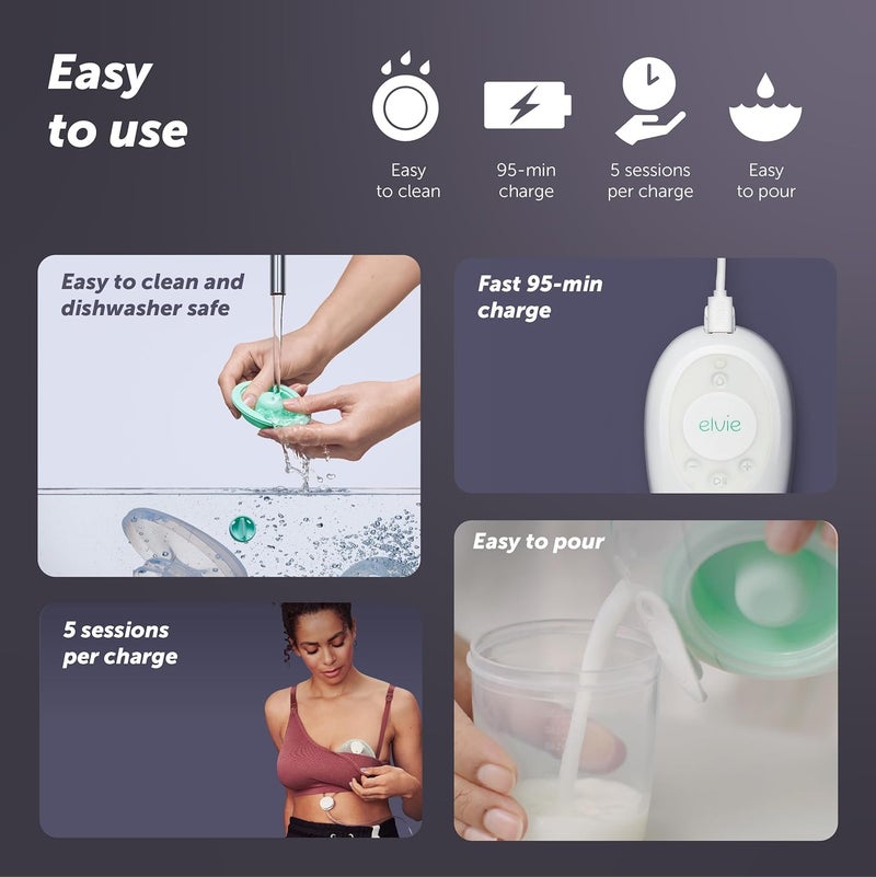 Elvie Stride HospitalGrade AppControlled Breast Pump  HandsFree Wearable UltraQuiet  Electric with 2Modes 10Settings  5oz Capacity per Cup - Image 5