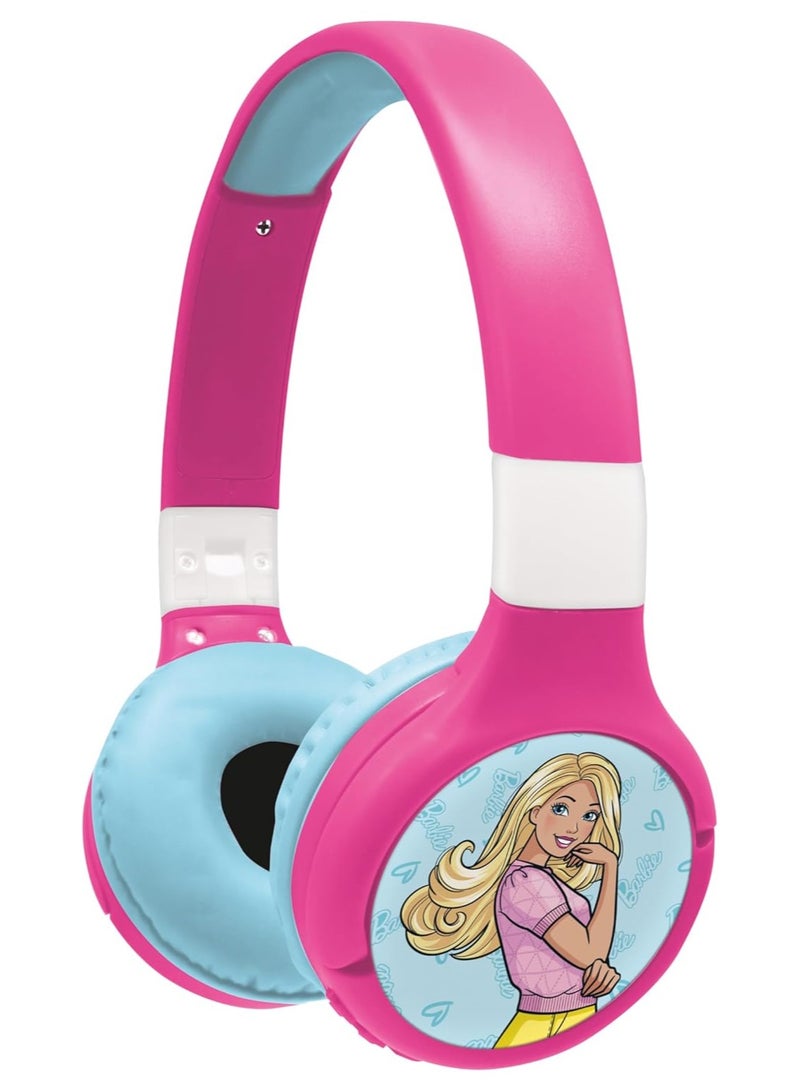 Lexibook Barbie 2-in-1 Bluetooth & Wired Headset | For Kids and Girls | Built-in Microphone | Rechargeable Battery | 85 dB Sound Limit | Pink - Image 2