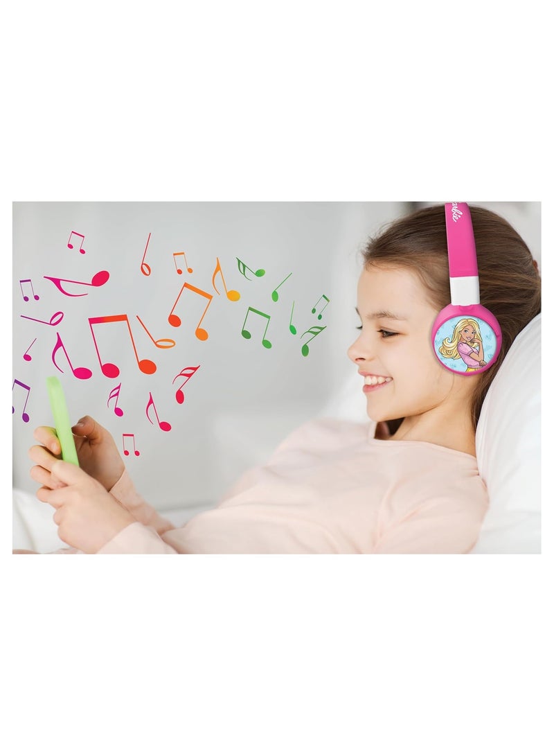 Lexibook Barbie 2-in-1 Bluetooth & Wired Headset | For Kids and Girls | Built-in Microphone | Rechargeable Battery | 85 dB Sound Limit | Pink - Image 3