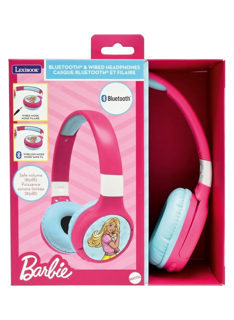 Lexibook Barbie 2-in-1 Bluetooth & Wired Headset | For Kids and Girls | Built-in Microphone | Rechargeable Battery | 85 dB Sound Limit | Pink - Image 5