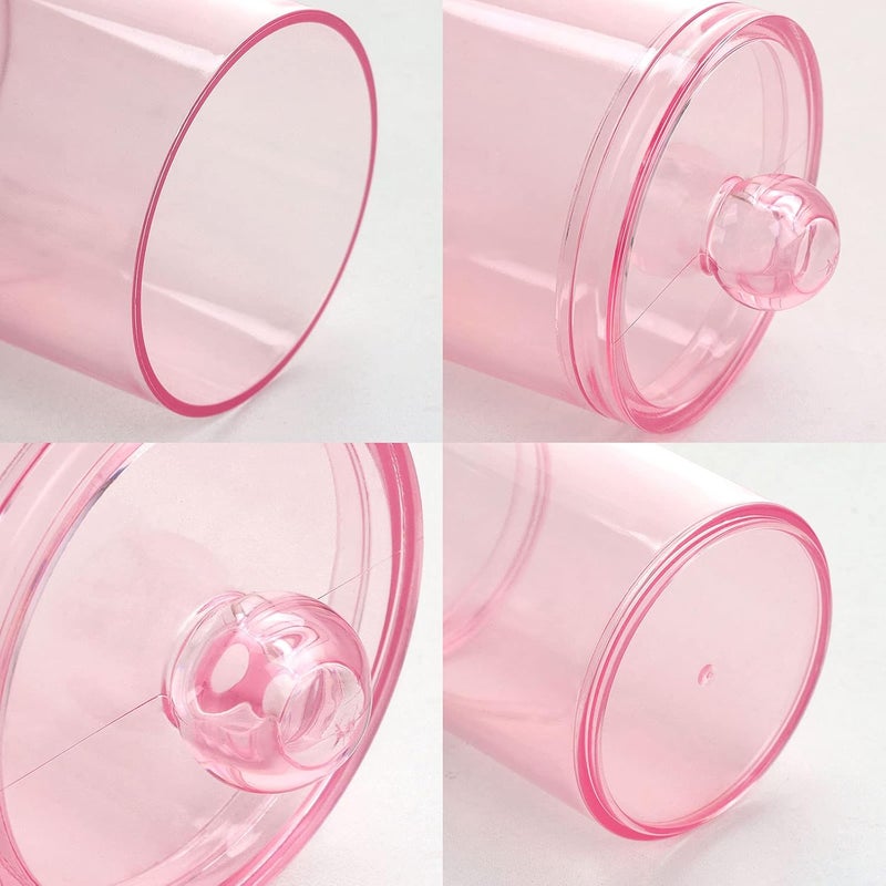 Tbestmax 3 Pack Cotton Swab Ball Pad Holder, 10 Oz Qtip Apothecary Jar Pink Makeup Organizer, Bathroom Containers Dispenser - Image 4