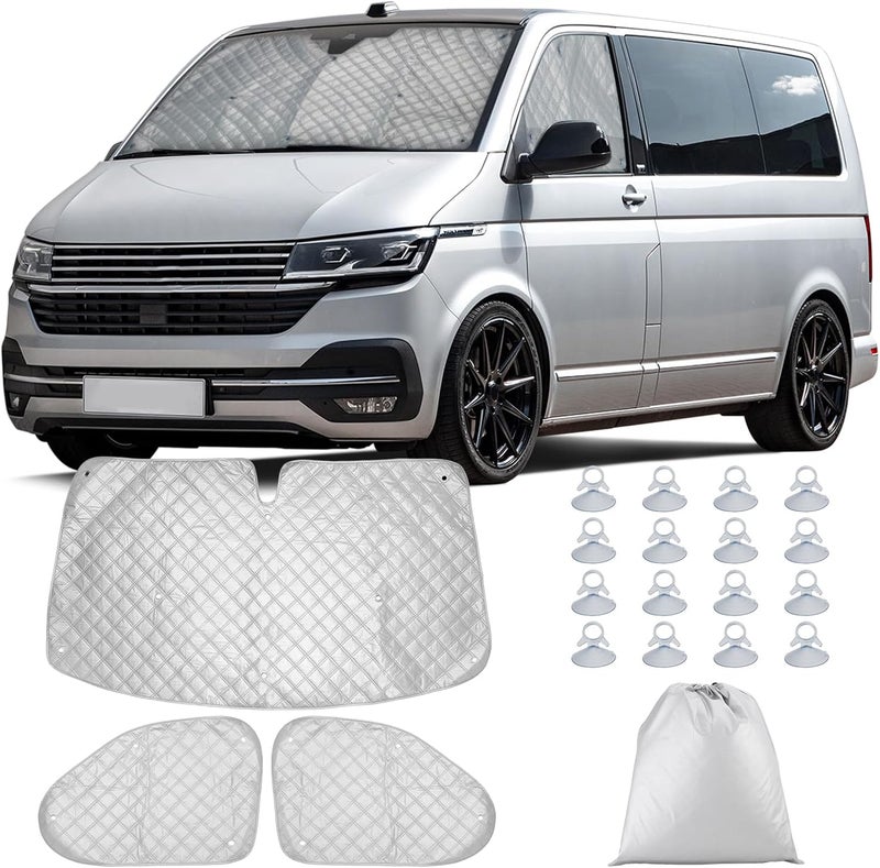 NIGOOLATA Internal Thermal Blind Set for VW T5 T6 - 3 PCS Front Window Cover Blockout SunShade Kit - Image 1