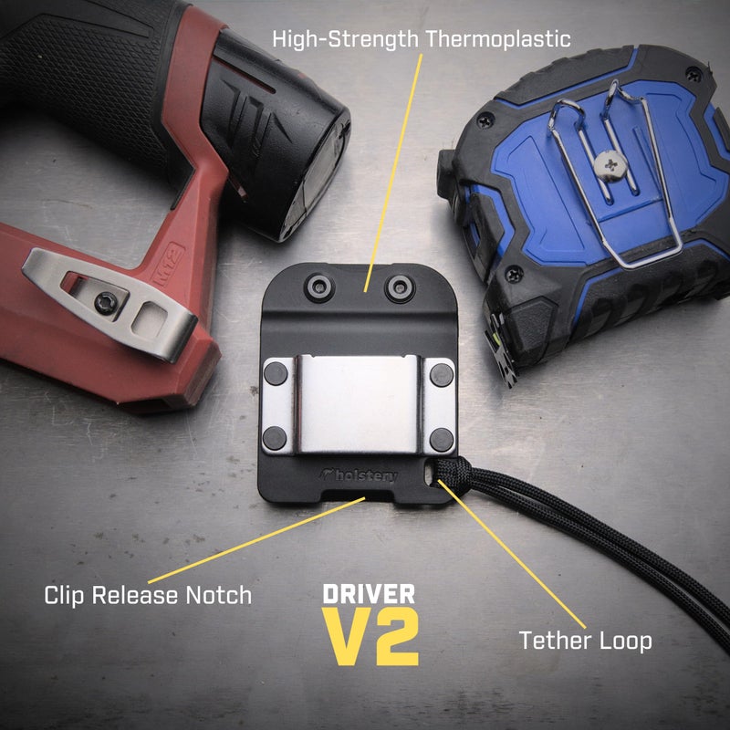 Holstery DriverMaster | Clip-On Tool Belt Drill Holder - Simple Hook Holster for Cordless Drill, Impact, Nailer, Tape Measure, or Any Tools with Hanger Clips - Image 3