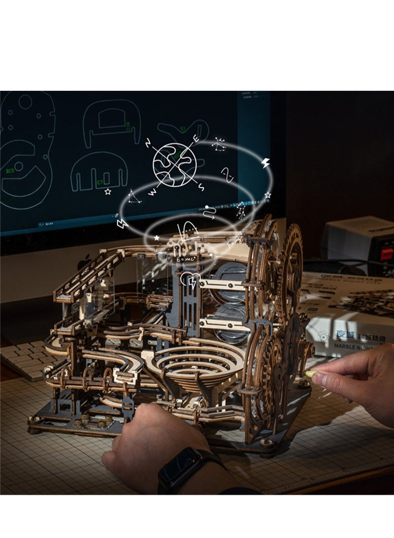253pcs Mechanical City Track Night City diy handmade wooden creative ornaments assembled handmade model toys  - Image 3