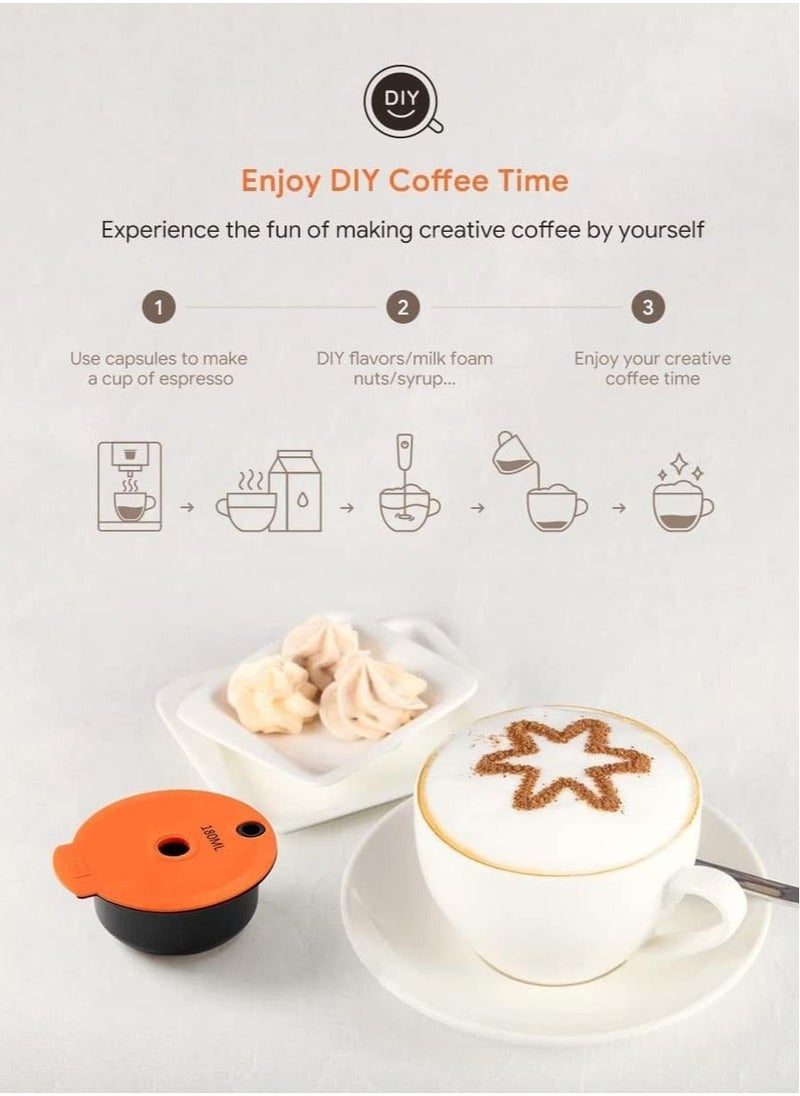 Generic - Reusable Coffee Capsule Discs for Bosch Tassimo, Refillable Tassimo t Disc Coffee Filter Pod With Silicone Lid With A Stainless Steel Spoon, Orange, 60ml, 1 PCS - Image 1