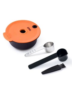 Reusable Coffee Capsule Discs for Bosch Tassimo, Refillable Tassimo t Disc Coffee Filter Pod With Silicone Lid With A Stainless Steel Spoon, Orange, 60ml, 1 PCS