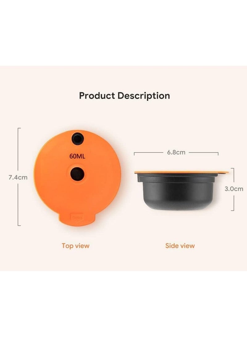 Generic - Reusable Coffee Capsule Discs for Bosch Tassimo, Refillable Tassimo t Disc Coffee Filter Pod With Silicone Lid With A Stainless Steel Spoon, Orange, 60ml, 1 PCS - Image 1