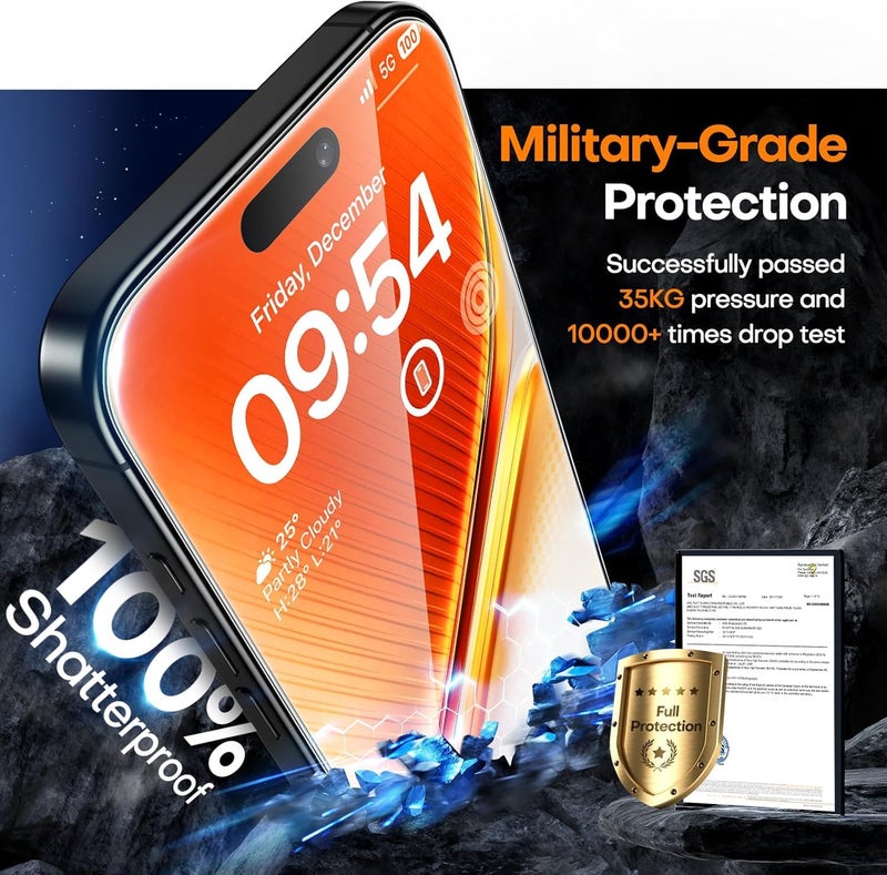 OpenTech ® Military-Grade Tempered Glass for iPhone 16 / iPhone 15 / iPhone 14 Pro (Transparent) with Edge to Edge Coverage | Case Friendly Glass with Installation Kit,[ Pack of 2 ] Borderless Glass - Image 3