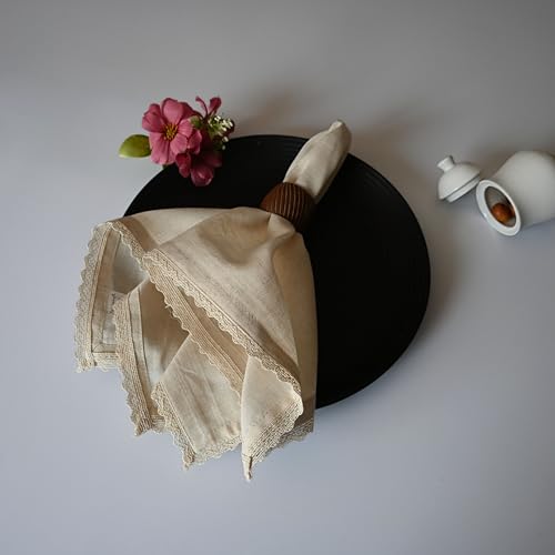 FINGERCRAFT Table Napkins Set of 12 Cotton Linen Blend 20x20 Inches Excellent Absorbency Washable and Reusable, Durable Dinner Napkin for Kitchen, Hotels, Party (Ivory) - Image 4