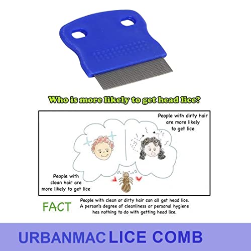 URBANMAC Small teeth Stainless Steel Comb | combs for Head Lice, Nit & Egg Removal with Long Fine Metal Teeth (Multicolor) Plastic Handle Brush-School kids & Women - Image 3