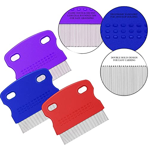URBANMAC Small teeth Stainless Steel Comb | combs for Head Lice, Nit & Egg Removal with Long Fine Metal Teeth (Multicolor) Plastic Handle Brush-School kids & Women - Image 2