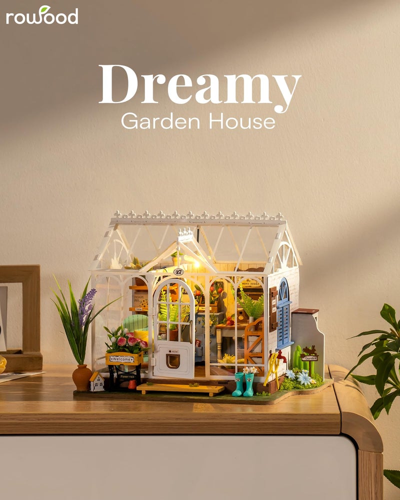 Rowood DIY Miniature House KitMini Dollhouse KItMayberry Street Craft Model Kits for Adults with LEDBirthday GiftHome Decor for Family FriendsDreamy Garden House - Image 3