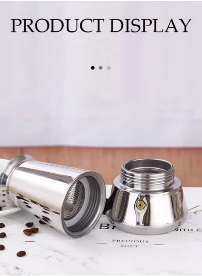 DUNISO Espresso Percolator Mocha Pot, Electric Coffee Machine, Stainless Steel Mocha Pot, Portable Coffee Pot, with Handle, Suitable for Family Restaurants and Hotels,9 Cup，450ml - Image 3