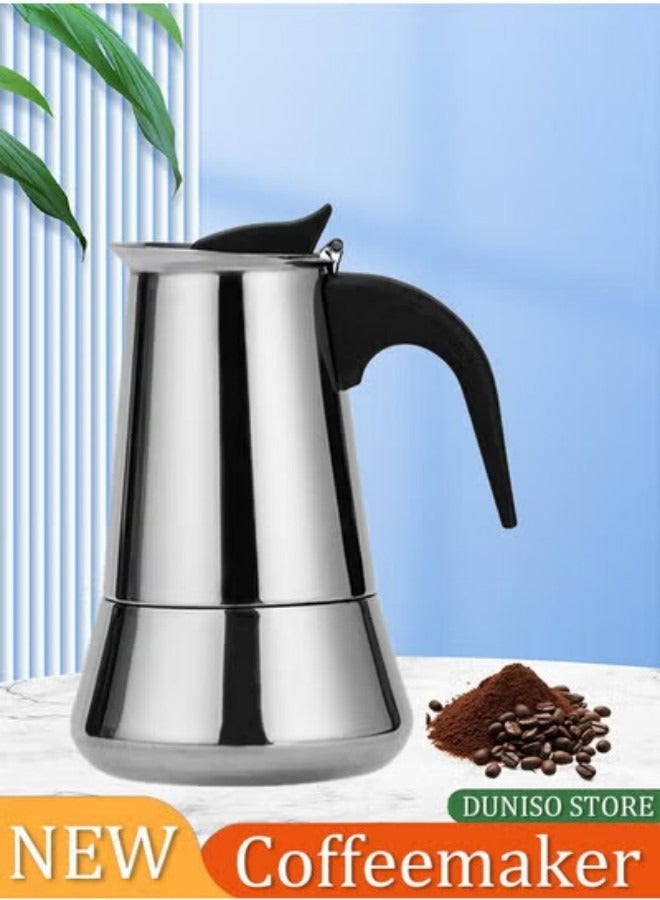 DUNISO Espresso Percolator Mocha Pot, Electric Coffee Machine, Stainless Steel Mocha Pot, Portable Coffee Pot, with Handle, Suitable for Family Restaurants and Hotels,9 Cup，450ml - Image 1
