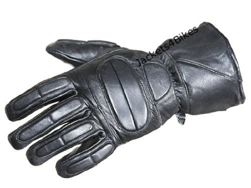 Jackets 4 Bikes Men’s Winter Gauntlet Motorcycle Gloves, 100% Natural Sheep Leather, Thinsulate Thermal Heated Lining, Full Windproof Cold Weather Water Resistant, Reinforced Warm Biker Driving Glove Black XXL - Image 1