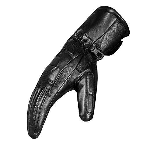 Jackets 4 Bikes Men’s Winter Gauntlet Motorcycle Gloves, 100% Natural Sheep Leather, Thinsulate Thermal Heated Lining, Full Windproof Cold Weather Water Resistant, Reinforced Warm Biker Driving Glove Black XXL - Image 4