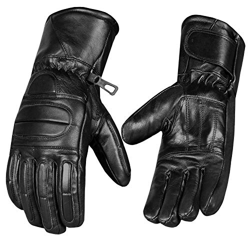 Jackets 4 Bikes Men’s Winter Gauntlet Motorcycle Gloves, 100% Natural Sheep Leather, Thinsulate Thermal Heated Lining, Full Windproof Cold Weather Water Resistant, Reinforced Warm Biker Driving Glove Black XXL - Image 5