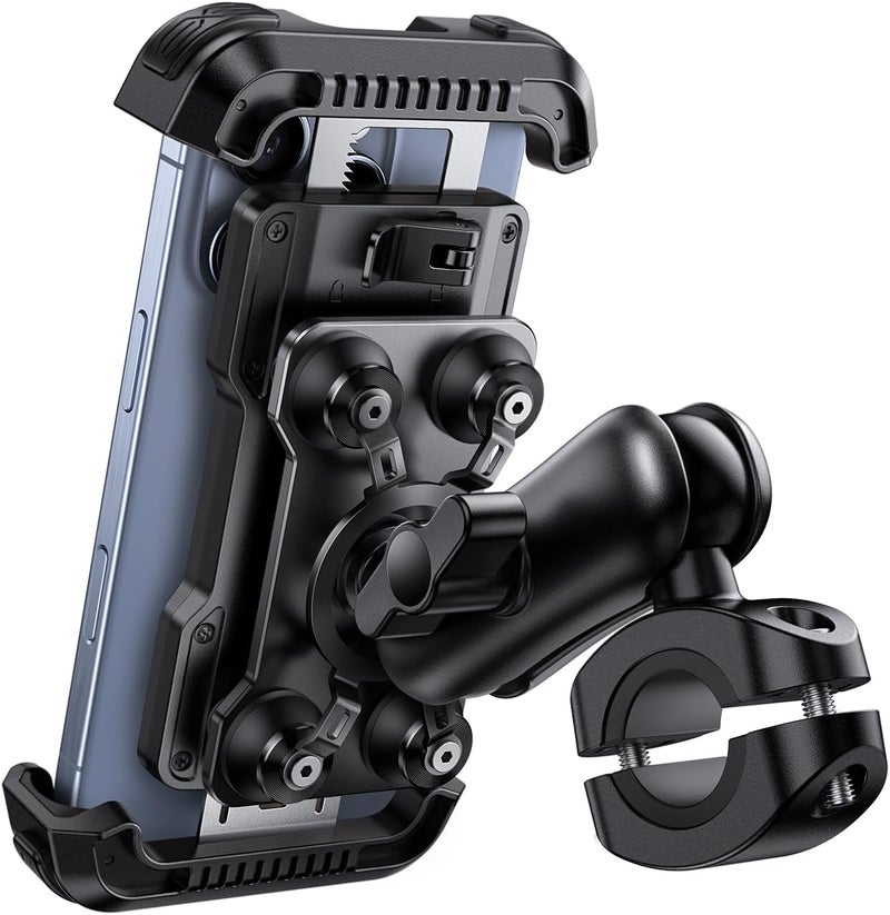 Lamicall Motorcycle Phone Mount Holder - [Dual Vibration Dampener] [Metal Adjustment Arm] Motorcycle Cell Phone Holder, Bike Handlebar Phone Mount, for iPhone 15 Pro MAX 16 17 Pro, 4.7-6.7" Phones - Image 1