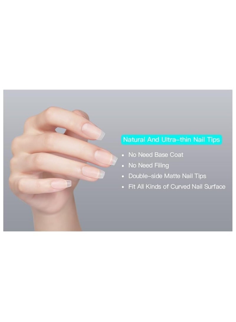 Soft Gel Nail Tips, 120PCS Matte No File Full Cover Acrylic Nail Tips, Pre-Shaped Natural French False Press On Nails for Women and Girls Nail Art. 5 Sizes - Image 4