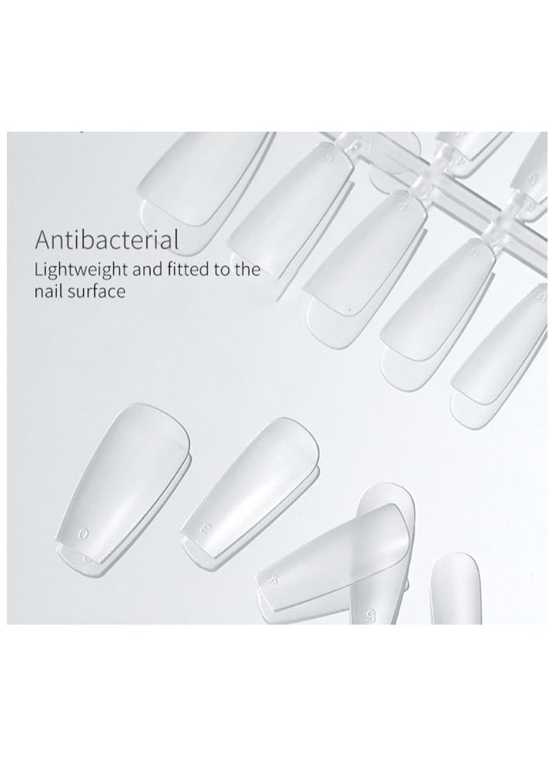 Soft Gel Nail Tips, 120PCS Matte No File Full Cover Acrylic Nail Tips, Pre-Shaped Natural French False Press On Nails for Women and Girls Nail Art. 5 Sizes - Image 3