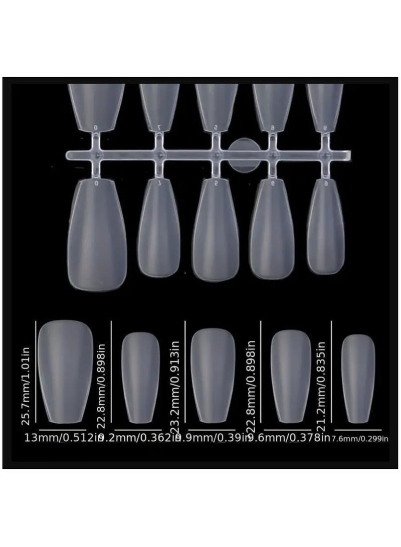 Soft Gel Nail Tips, 120PCS Matte No File Full Cover Acrylic Nail Tips, Pre-Shaped Natural French False Press On Nails for Women and Girls Nail Art. 5 Sizes - Image 2