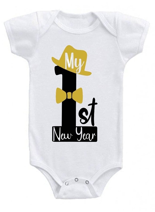 American Apple Romper My 1st New Year Treandy Printed New Year Printed dress Baby Sleep Suit For Baby Boys & Baby Girls Printed Birthday Gift Rompers T Shirt (6-9 Months, My 1st New Year 04) - Image 1
