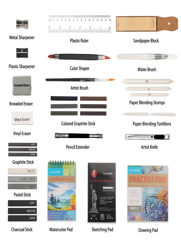 KALOUR Watercolor Pencils - Professional Set of 142 - Blends Beautifully with Wet and Dry - Great for Coloring Books, Sketching - Great for Kids Adults Beginners - Image 3