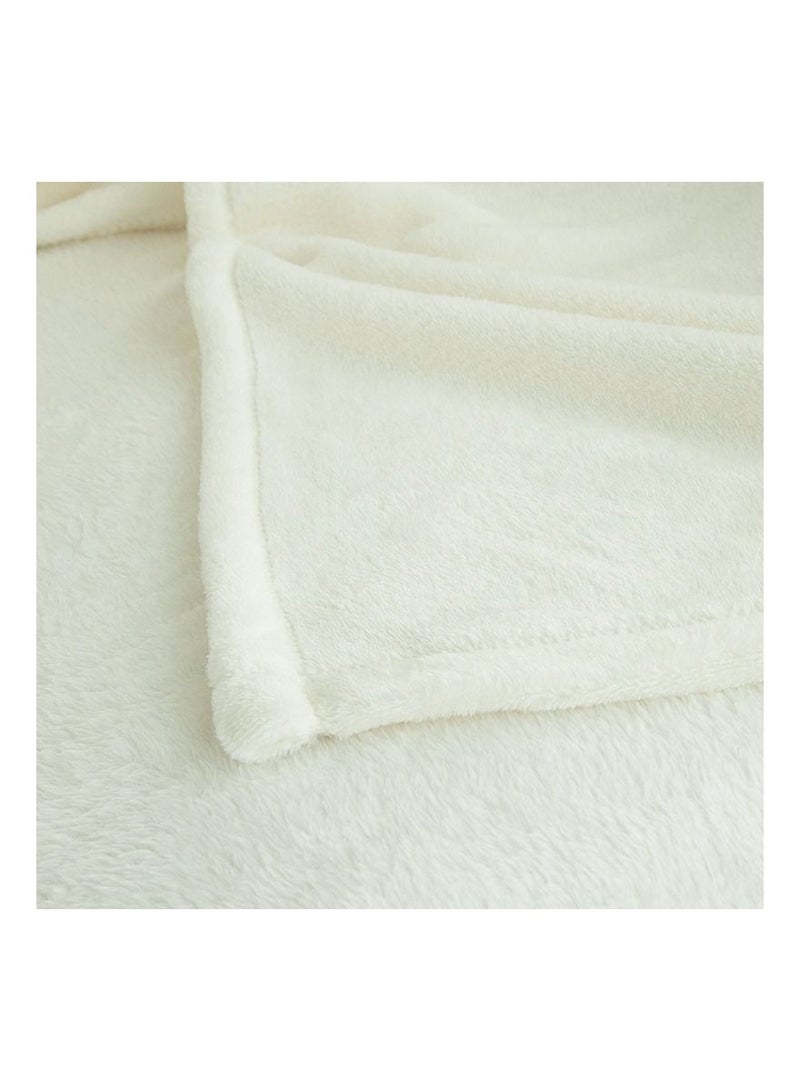 Cozy White Fleece Blanket 150x210 cm, Warm and Soft Blanket for Sofa, Bedspread, and Couch, Perfect Travel Companion (1pc)  - Image 3