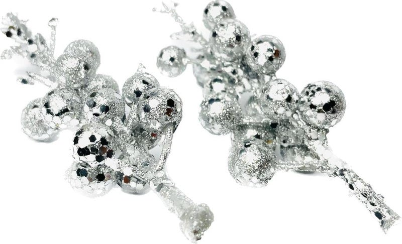 EPARTY3PIECE Silver Berry Artificial Berries Christmas Accessories Decoration DIY Christmas Wreath Festive and Home Decor Silver - Image 3