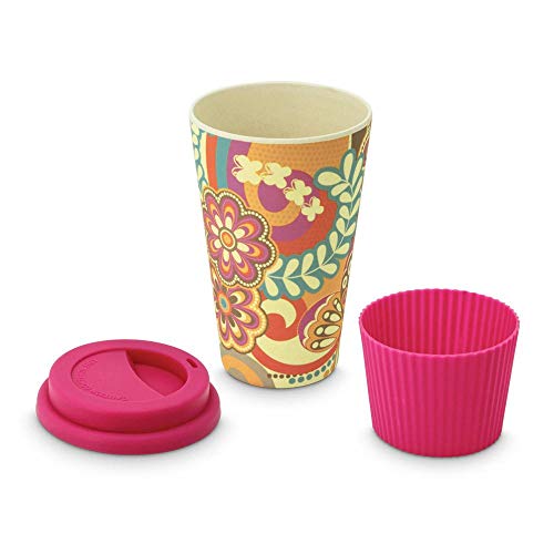 Freelance Bamboo Fibre Eco Travel Mug, 400ml, DarkPink - Coffee Mugs with Silicon Lid & Sleeve - Eco-Friendly Sustainable Bamboo Fiber Cup for Hot/Cold Drinks - Ideal for Travel,Office,Home Use - Image 3