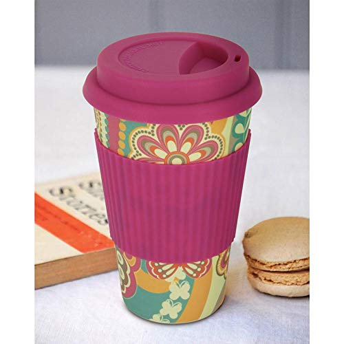 Freelance Bamboo Fibre Eco Travel Mug, 400ml, DarkPink - Coffee Mugs with Silicon Lid & Sleeve - Eco-Friendly Sustainable Bamboo Fiber Cup for Hot/Cold Drinks - Ideal for Travel,Office,Home Use - Image 5