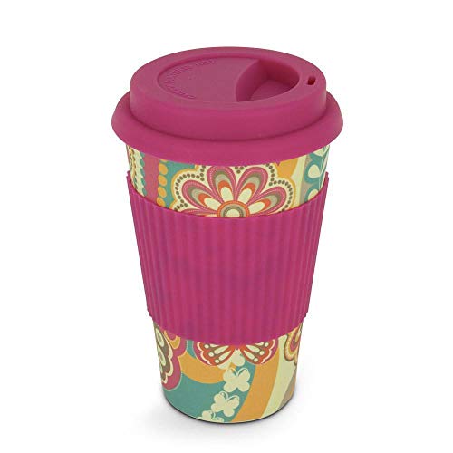 Freelance Bamboo Fibre Eco Travel Mug, 400ml, DarkPink - Coffee Mugs with Silicon Lid & Sleeve - Eco-Friendly Sustainable Bamboo Fiber Cup for Hot/Cold Drinks - Ideal for Travel,Office,Home Use - Image 2