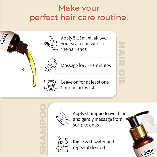 Vedix Vapra Hair Oil & Dhavath Shampoo | Ayurvedic Combo of Root Stimulating Oil & Shampoo For Hairfall | For Dry Scalp & Wavy Hair (100 ml + 100 ml) - Image 5