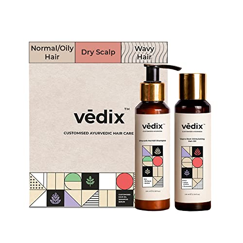 Vedix Vapra Hair Oil & Dhavath Shampoo | Ayurvedic Combo of Root Stimulating Oil & Shampoo For Hairfall | For Dry Scalp & Wavy Hair (100 ml + 100 ml) - Image 1