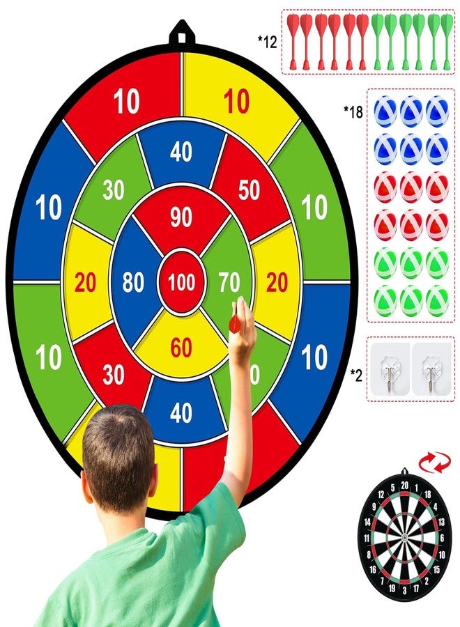 Mareisa Dart Board for Kids, Boys Toys Double-Sided Dart Board with Sticky Balls and Darts, Indoor Outdoor Sport Fun Party Play Parent-Child Activity Game Toys, Gifts for 3-12 Year Old Boys Girls - Image 1