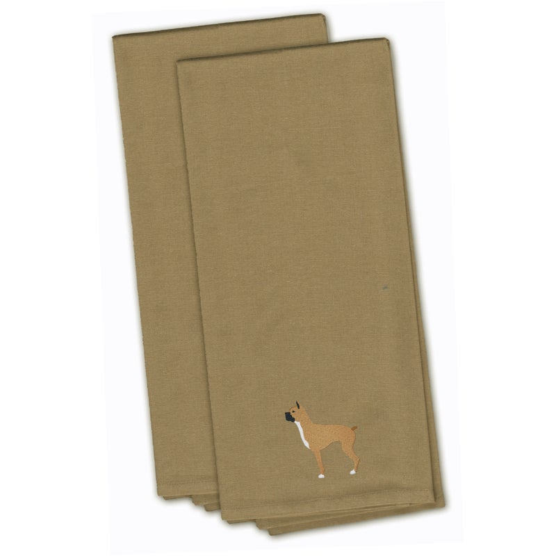 Caroline's Treasures ""Caroline's Treasures BB3453TNTWE Boxer Tan Embroidered Kitchen Towel (Set of 2)  28"""" x 19""""  Multicolor""