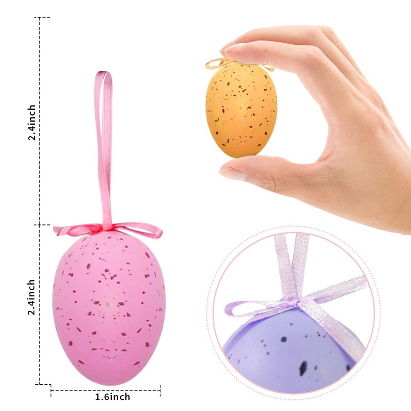 Yunfan 12Pcs Easter Eggs Decorations Hanging Ornaments Colorful for Easter Basket Tree Decor Party Favors Supplies Home - Image 2