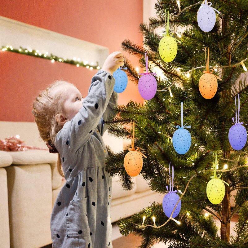 Yunfan 12Pcs Easter Eggs Decorations Hanging Ornaments Colorful for Easter Basket Tree Decor Party Favors Supplies Home - Image 3