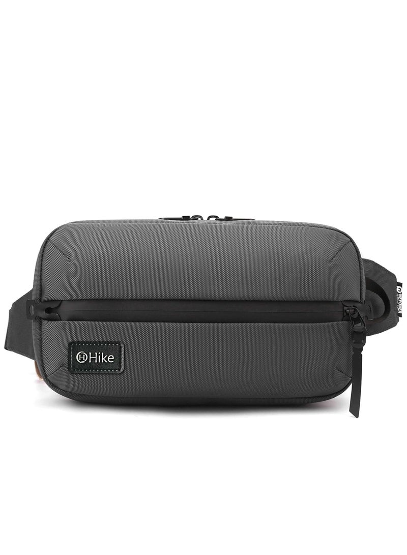 Hike 11-inch Waist Bag Anti-Theft Water Resistant Shock Proof Business Leisure Crossbody Chest Bag for Men and Women, HK2121-Grey - Image 1