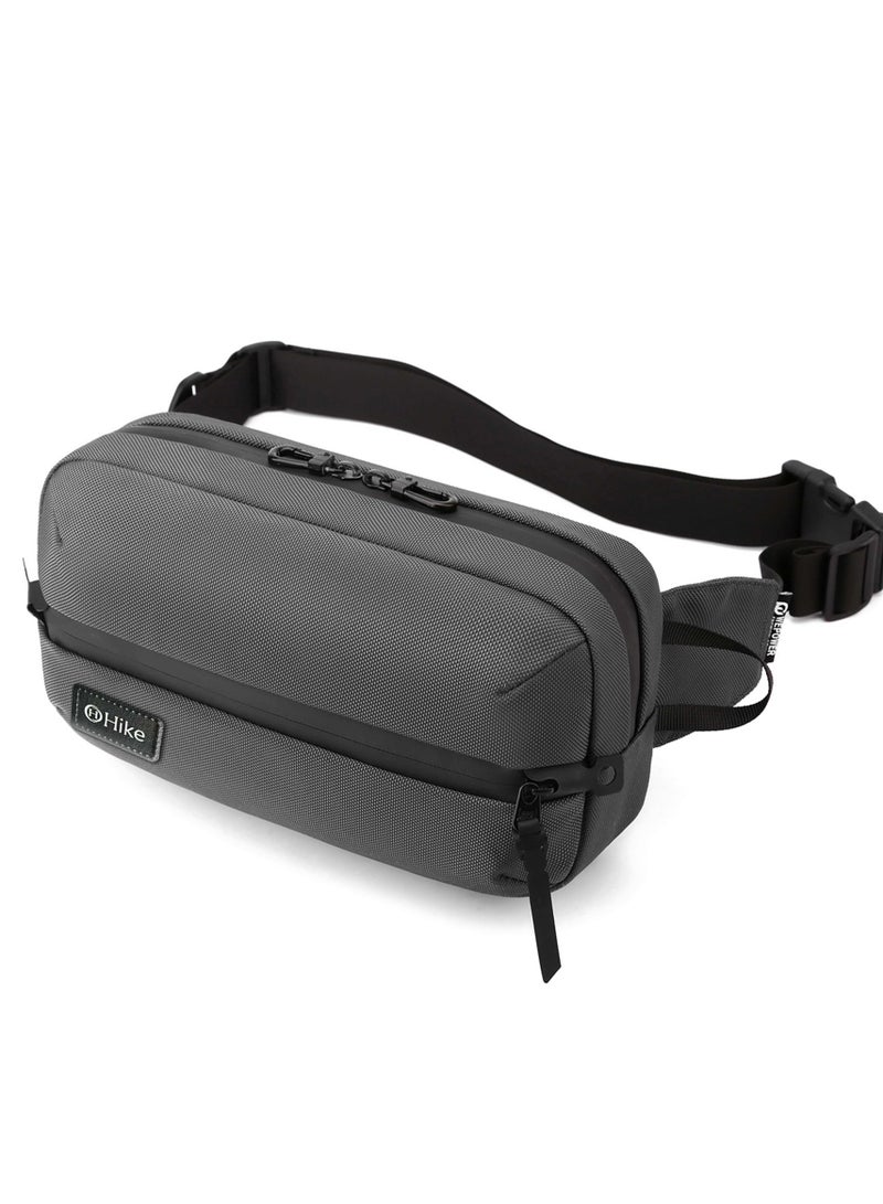 Hike 11-inch Waist Bag Anti-Theft Water Resistant Shock Proof Business Leisure Crossbody Chest Bag for Men and Women, HK2121-Grey - Image 2