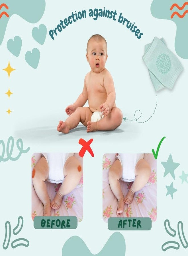 JUST GOODS واقيات الركبة والمرفق من جست جودز للأطفال الصغار والرضع | مانعة للانزلاق لدعم الزحف | وسادة قطنية ناعمة وقابلة للتمدد لحماية الركبة، طقم من 5 قطع - Image 2