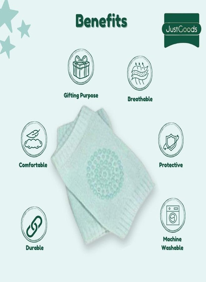 JUST GOODS واقيات الركبة والمرفق من جست جودز للأطفال الصغار والرضع | مانعة للانزلاق لدعم الزحف | وسادة قطنية ناعمة وقابلة للتمدد لحماية الركبة، طقم من 5 قطع - Image 5