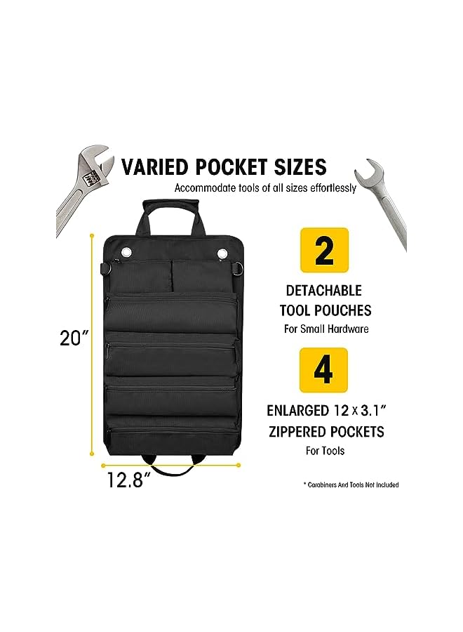 promass Tool Bag Organizer with Detachable Pouches Heavy Duty Roll Up Tool Bag: Includes 6 Tool Pouches - Ideal Gifts for Mechanics, Electricians, and Hobbyists - Image 2