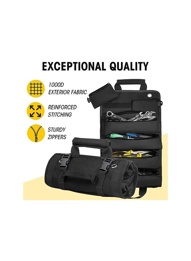 promass Tool Bag Organizer with Detachable Pouches Heavy Duty Roll Up Tool Bag: Includes 6 Tool Pouches - Ideal Gifts for Mechanics, Electricians, and Hobbyists - Image 3